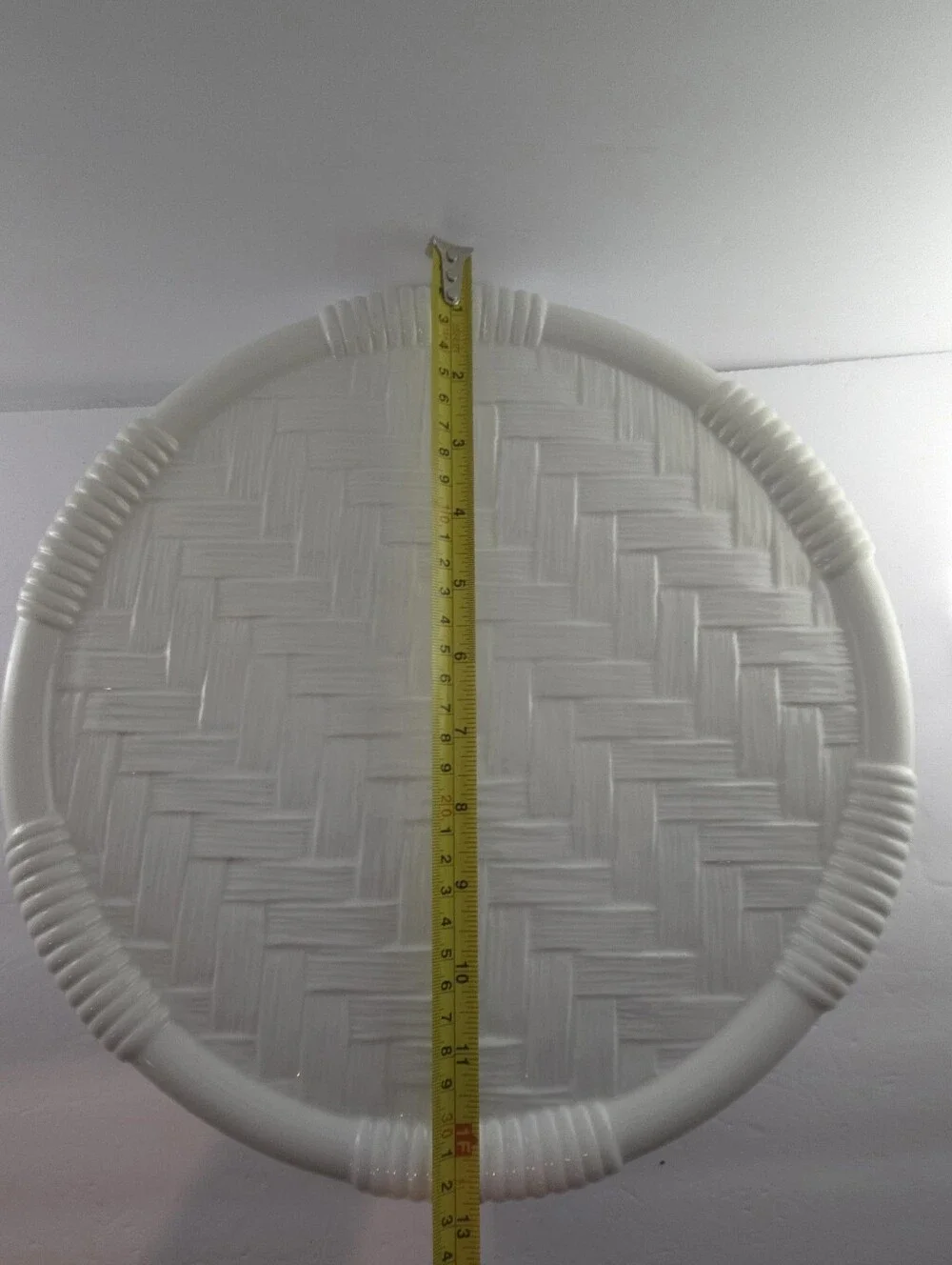 Este Ceramiche Italy White Basketweave Cake Pedestal, Vintage